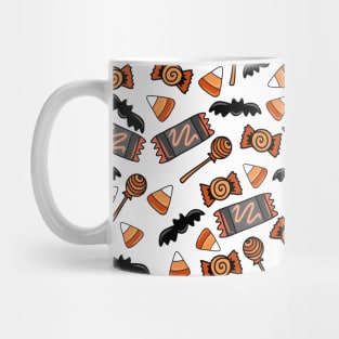 Orange and Black Spooky Halloween Candy Pattern, made by EndlessEmporium Mug